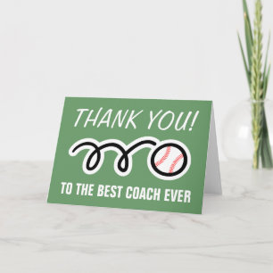 Thank you cards for baseball coach   Customisable