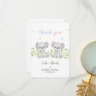 Thank You Cards for Koala Gender Reveal Party. 