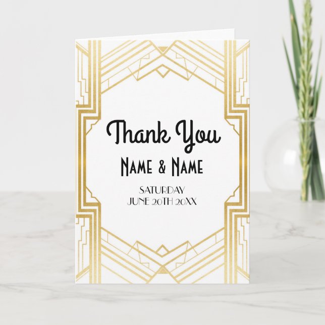 Thank You Cards Gatsby Art Deco Wedding Folded (Front)