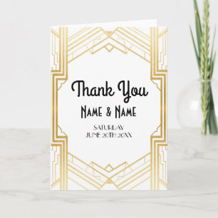 Thank You Cards Gatsby Art Deco Wedding Folded