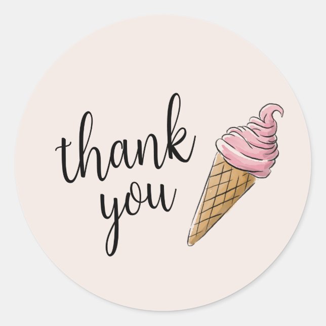 Thank You Cards - Ice Cream Party Classic Round Sticker (Front)