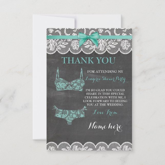 Thank You Cards Lingerie Shower Bridal Party Lace (Front)