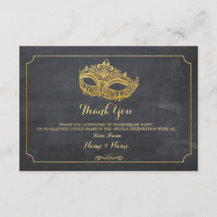 Thank You Cards Masquerade Mask Party Gold