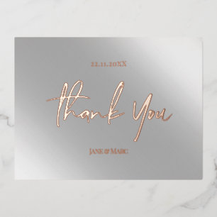 Thank You Cards Real Foil Pink Silver