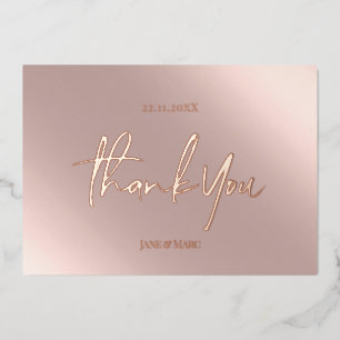 Thank You Cards Real Foil Rosegold Pink