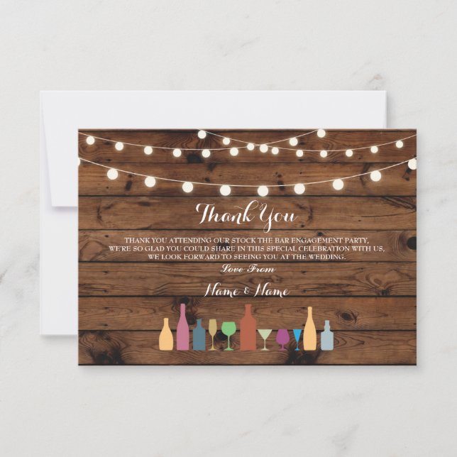 Thank You Cards Stock The Bar Lights Drinks Wood (Front)