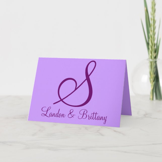 Thank You Cards: Subtle Monogram (Purple) Card (Front)