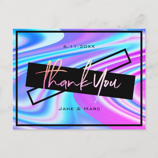 Thank You Cards Vibrant Purple Holographic (Front)