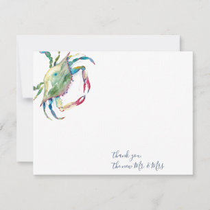 Thank You Cards Watercolor Blue Crab