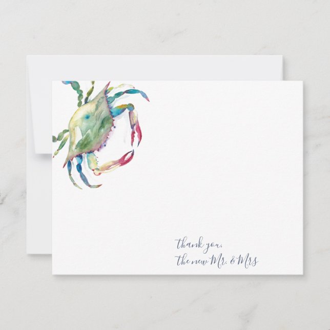Thank You Cards Watercolor Blue Crab (Front)