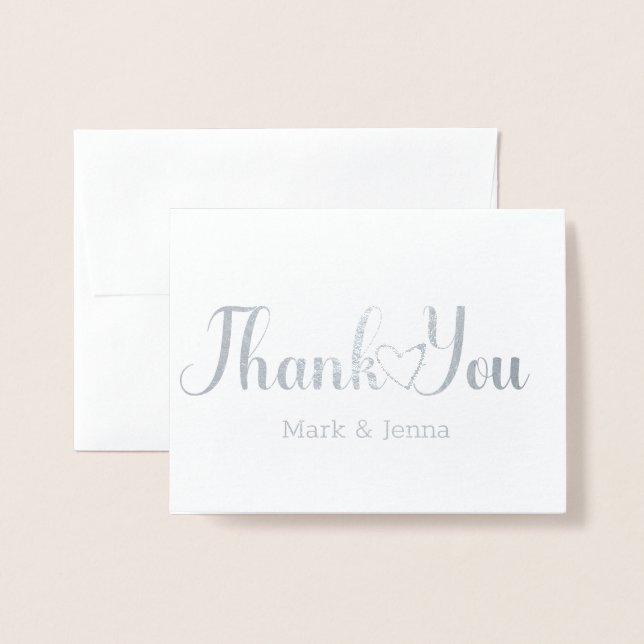 Thank You Cards Wedding Couples Name Script Heart (Front With Envelope)