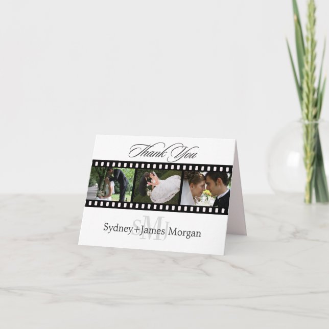Thank You Cards, wedding photos+monogram (Front)