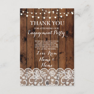 Thank You Cards Wood Lights Rustic Winter Lace