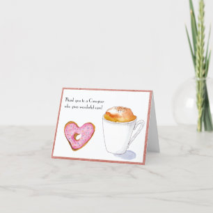 Thank You Caregiver Watercolor Doughnut And Coffee Card