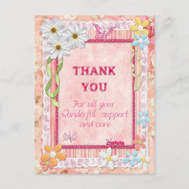 Thank you carer, flowers craft card (Front)