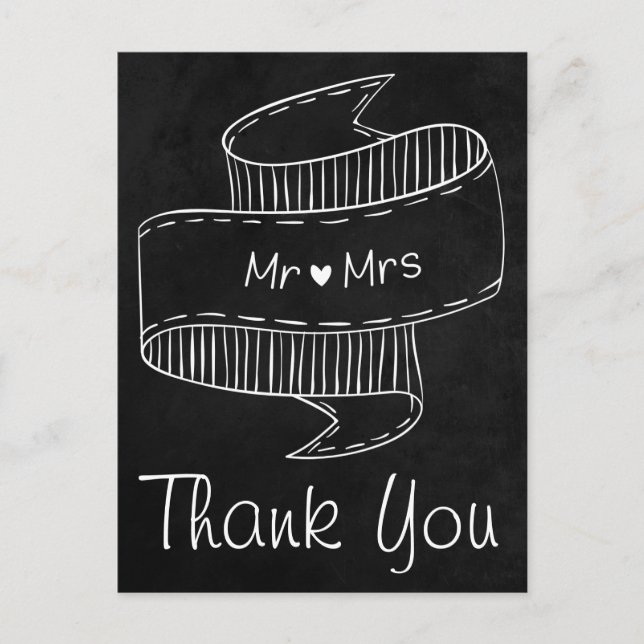 Thank You Cartoon Bride And Groom Personalised Postcard (Front)