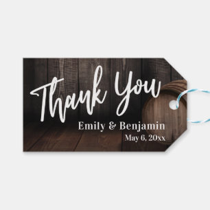 Thank You Casual Handwriting Wooden Barrel Gift Tags