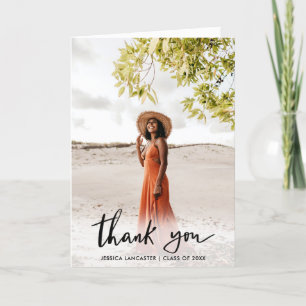 Thank You Casual Handwritten Script Graduate Photo Card