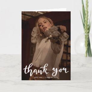 Thank You Casual Script Handwritten Graduate Photo Card