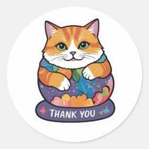 Thank You CAT Classic Round Sticker