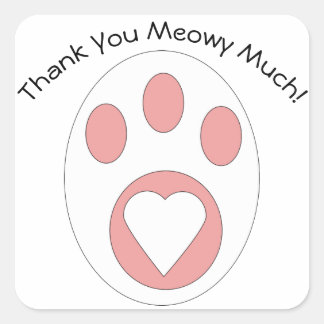 Thank You Cat Paw Cute Personalise Square Sticker