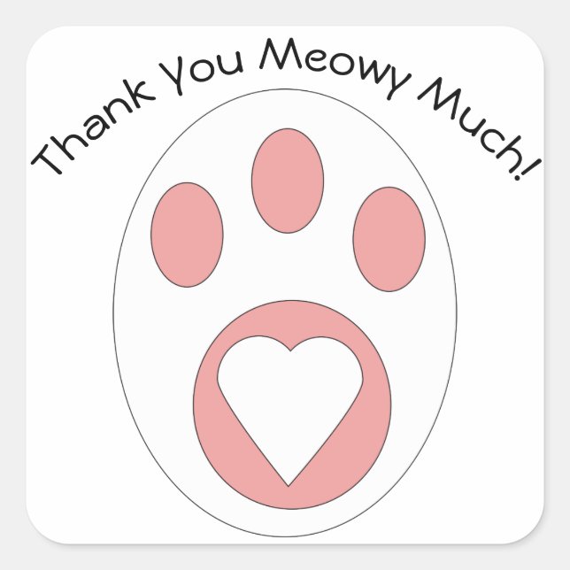 Thank You Cat Paw Cute Personalise Square Sticker (Front)