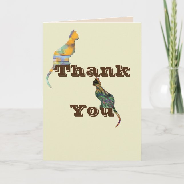 Thank You Cat Sitter Caregiver Marbled Striped Cat Card (Front)