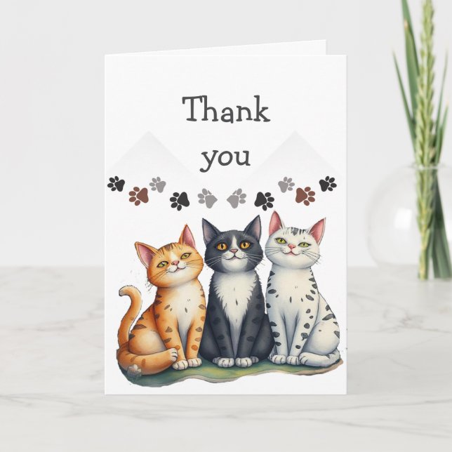 Thank You Cat Sitting Cute Cats (Front)