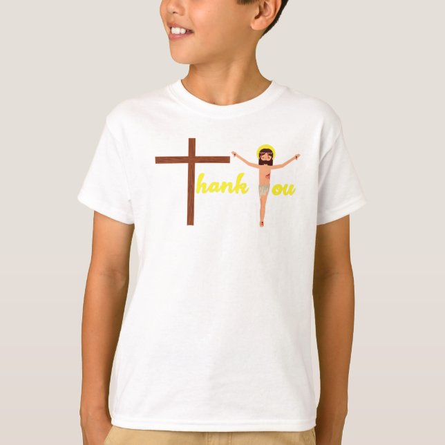 Thank you Catholic Easter  Cross Graphic Jesus Cru T-Shirt (Front)