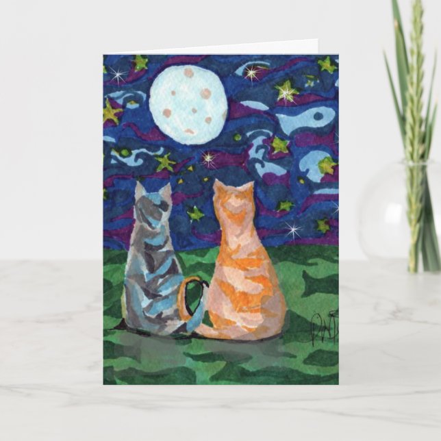 Thank You Cats in Moonlight Card (Front)