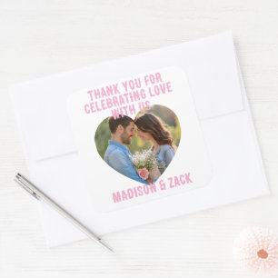 Thank You Celebrating Love PHOTO  Square Sticker