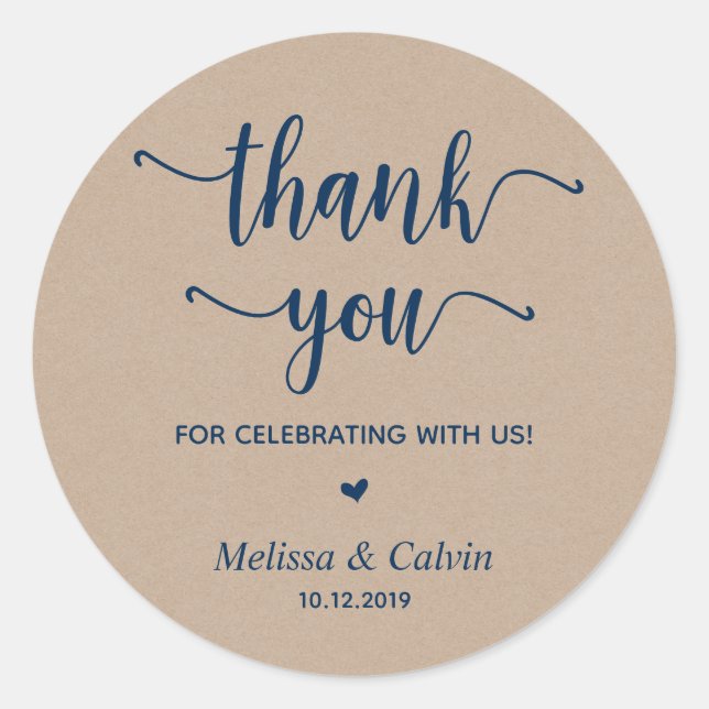 Thank you, celebrating with us, Rustic Gifts Classic Round Sticker (Front)