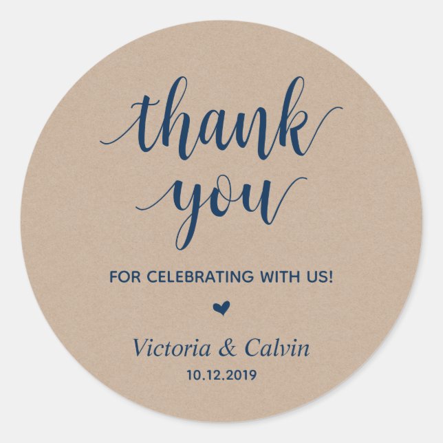 Thank you, celebrating with us, Rustic Gifts Classic Round Sticker (Front)