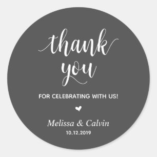 Thank you, celebrating with us, Wedding Gifts Classic Round Sticker