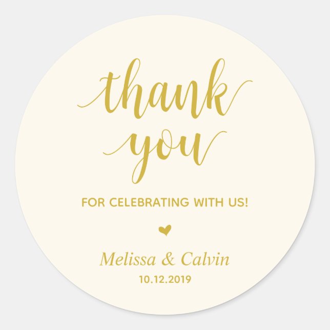 Thank you, celebrating with us, Wedding Gifts Classic Round Sticker (Front)