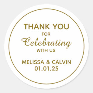 Thank you, celebrating with us, Wedding Gifts Classic Round Sticker