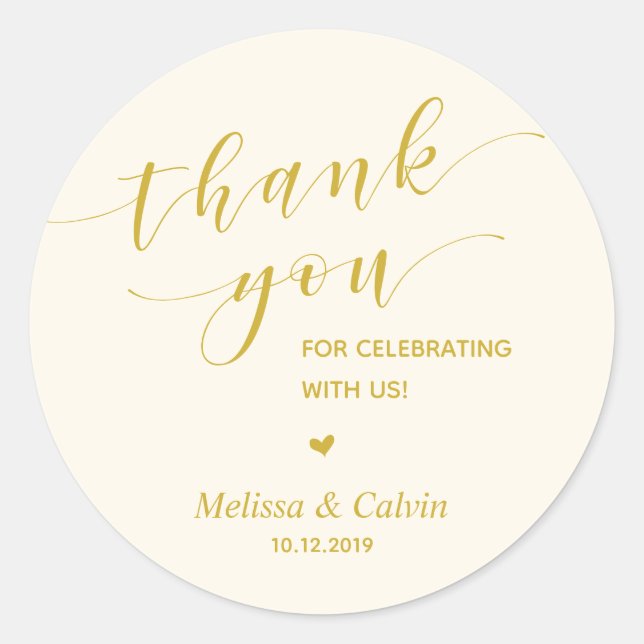 Thank you, celebrating with us, wedding rehearsal classic round sticker (Front)