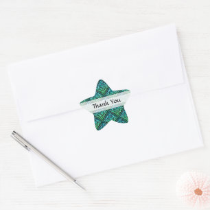 Thank You Celtic Knot Blue Green Star Sticker