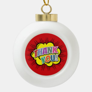Thank You Ceramic Ball Christmas Ornament