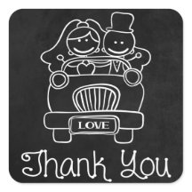 Thank You Chalkboard Bride & Groom Wedding Sticker