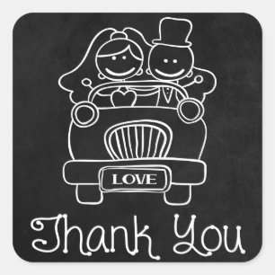 Thank You Chalkboard Bride & Groom Wedding Sticker