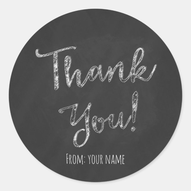 Thank You Chalkboard Chalk Personalised Classic Round Sticker (Front)