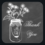 thank you chalkboard mason jar stickers<br><div class="desc">Wedding thank you stickers with chalkboard mason jar. The mason jar is decorated with white lace and bride and groom's initials. You can use it as a favour,  seal,  label and more..</div>