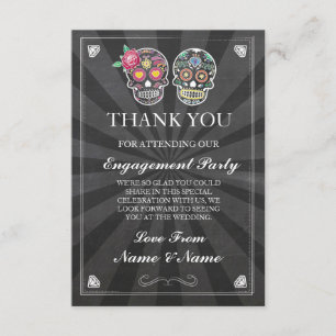 Thank You Chalkboard Rustic Sugar Skull Card