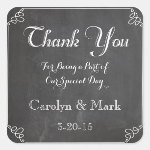 Thank You, Chalkboard Vintage Wedding Favour Label