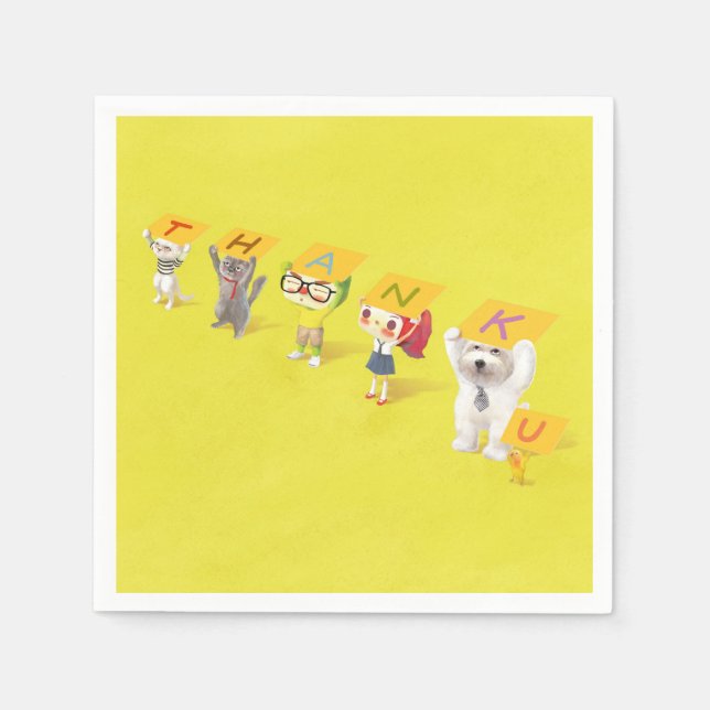 Thank You Characters Napkin (Front)