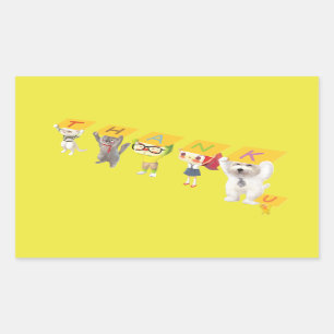 Thank You Characters Rectangular Sticker