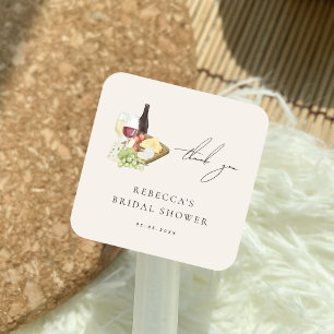 Thank You Charcuterie Wine & Cheese Bridal Shower Square Sticker