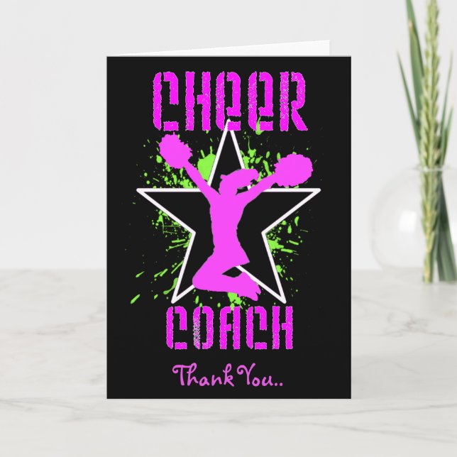 Thank You Cheerleader Coach greeting card (Front)