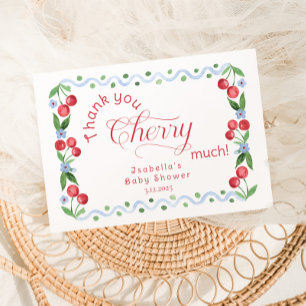 Thank you Cherry Much Blue elegant Thank you card